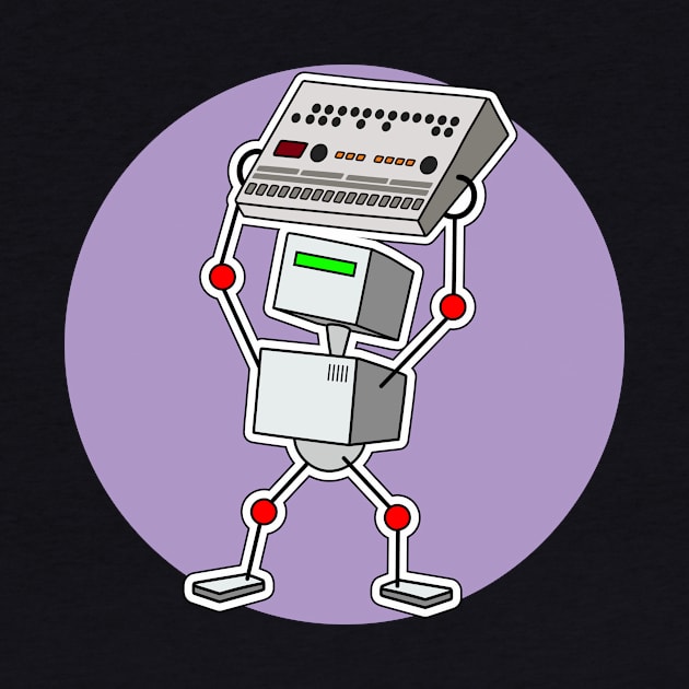 Robot Holding Drum Machine Purple by Atomic Malibu